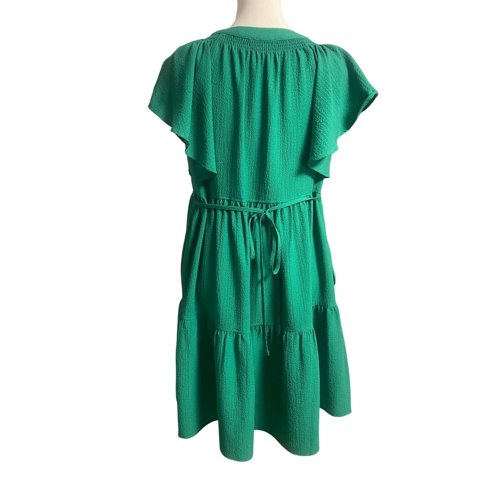 Calvin Klein Green V Neck Cap Sleeve Flared Midi Dress Women's 8 - Picture 4 of 8
